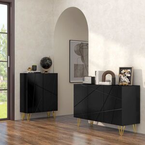 HOMCOM High Gloss Storage Cabinet with 2 Doors, Adjustable Shelf, Hairpin Legs in Black Black HOMCOM High Gloss Storage Cabinet with 2 Doors, Adjustable Shelf, Hairpin Legs in Black Black