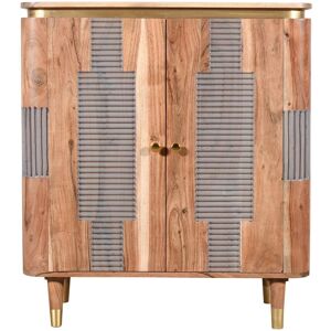 IH Design Alicia Acacia Wood 2 Doors Sideboard in Grey Grey IH Design Alicia Acacia Wood 2 Doors Sideboard in Grey Grey