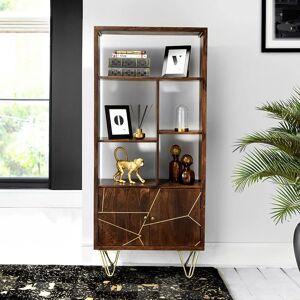 IH Design Jusleen Solid Mango Wood Large Bookcase 2 Door in Brown Brown IH Design Jusleen Solid Mango Wood Large Bookcase 2 Door in Brown Brown