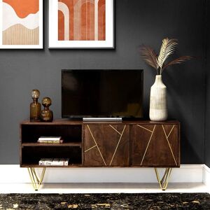IH Design Jusleen Solid Mango Wood Large Tv Unit in Brown Brown IH Design Jusleen Solid Mango Wood Large Tv Unit in Brown Brown