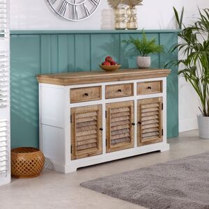 IH Design Curley Solid Mango Wood Large Sideboard 3 Doors & 3 Drawers White White IH Design Curley Solid Mango Wood Large Sideboard 3 Doors & 3 Drawers White White
