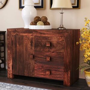 IH Design Duvid Mango Sideboard 3 Drawers 1 Door in Brown Brown IH Design Duvid Mango Sideboard 3 Drawers 1 Door in Brown Brown