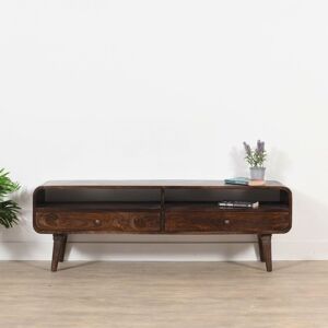 IH Design Malena Dark Mango Wood Large TV Stand with 2 Drawers in Dark Brown Dark Brown IH Design Malena Dark Mango Wood Large TV Stand with 2 Drawers in Dark Brown Dark Brown