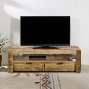 IH Design Bratton Mango Wooden Tv Stand With 2 Drawers in Brown Brown IH Design Bratton Mango Wooden Tv Stand With 2 Drawers in Brown Brown