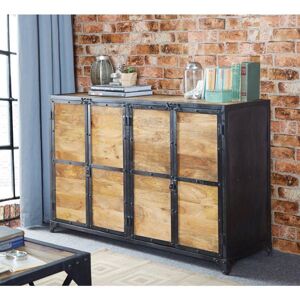 IH Design Alteus Vintage Up cycled Industrial Large Sideboard in Black Black IH Design Alteus Vintage Up cycled Industrial Large Sideboard in Black Black
