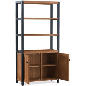 Rest Relax Sierra Acacia Tall Bookcase With Doors in Brown Brown Rest Relax Sierra Acacia Tall Bookcase With Doors in Brown Brown