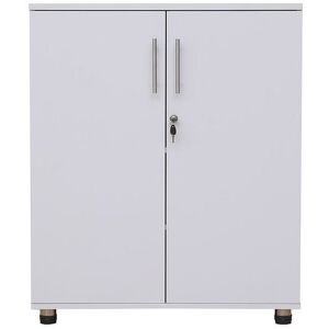 Moderna White Wooden Filing Cabinet, 2 Shelves, Lockable 2 Door, Short Office Cupboard White Moderna White Wooden Filing Cabinet, 2 Shelves, Lockable 2 Door, Short Office Cupboard White
