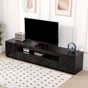 Moderna 200cm Black TV Stand with LED Lights, Soundbar Shelf, Fits 90" TV Black Moderna 200cm Black TV Stand with LED Lights, Soundbar Shelf, Fits 90" TV Black