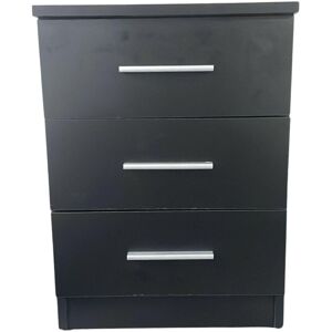 Interior Emporium Ltd 3-Drawer Bedside Table - Compact Nightstand with Storage - Modern Bedroom Furniture (Black) in Black Black Interior Emporium Ltd 3-Drawer Bedside Table - Compact Nightstand with Storage - Modern Bedroom Furniture (Black) in Black Black