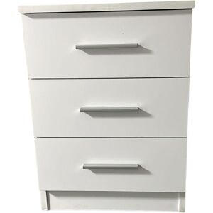 Interior Emporium Ltd 3-Drawer Bedside Table - Compact Nightstand with Storage - Modern Bedroom Furniture (White) in White White Interior Emporium Ltd 3-Drawer Bedside Table - Compact Nightstand with Storage - Modern Bedroom Furniture (White) in White White