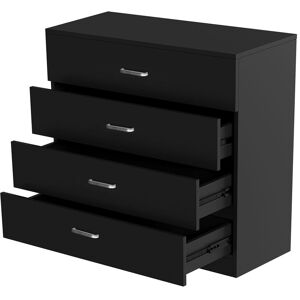 Alivio 4 Drawers Bedside Cabinet Chest of Drawers for Office Bedroom in Black Black Alivio 4 Drawers Bedside Cabinet Chest of Drawers for Office Bedroom in Black Black