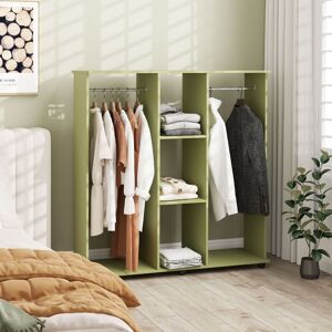 HOMCOM Mobile Double Open Wardrobe w/ Clothes Hanging Rail Colthing in Green Green HOMCOM Mobile Double Open Wardrobe w/ Clothes Hanging Rail Colthing in Green Green