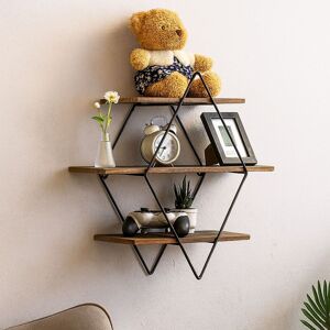 Rafaelo Mobilia Industrial 3 Tier Wooden Diamond Shape Floating Shelf in Brown Brown Rafaelo Mobilia Industrial 3 Tier Wooden Diamond Shape Floating Shelf in Brown Brown