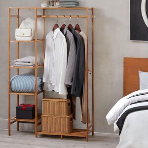 Rafaelo Mobilia Bamboo 6 Tier Open Wardrobe in Natural Natural Rafaelo Mobilia Bamboo 6 Tier Open Wardrobe in Natural Natural