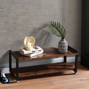 Rafaelo Mobilia 2 Tier Industrial Rustic 80CM TV Stand Unit in Brown Brown Rafaelo Mobilia 2 Tier Industrial Rustic 80CM TV Stand Unit in Brown Brown