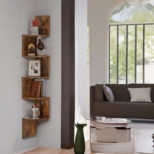 Rafaelo Mobilia 5 Tier Wall Mounted Floating Corner Shelf Rustic Brown Brown Rafaelo Mobilia 5 Tier Wall Mounted Floating Corner Shelf Rustic Brown Brown