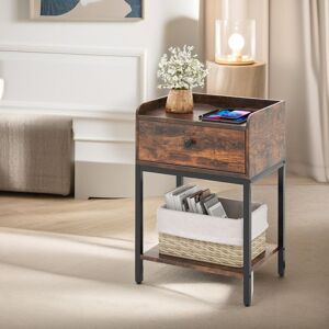 Pirlo Plush Bedside Table Nightstand With Drawer & Shelf Rustic Brown Brown Pirlo Plush Bedside Table Nightstand With Drawer & Shelf Rustic Brown Brown