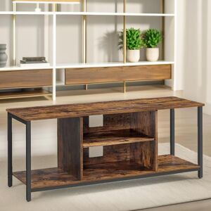 Pirlo Plush 120CM Wide TV Stand Cabinet With Open Shelves Rustic Brown Furniture Brown Pirlo Plush 120CM Wide TV Stand Cabinet With Open Shelves Rustic Brown Furniture Brown