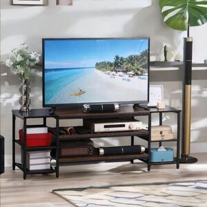 Pirlo Plush 3 Tier TV Stand Unit With Open Shelves in Brown Brown Pirlo Plush 3 Tier TV Stand Unit With Open Shelves in Brown Brown