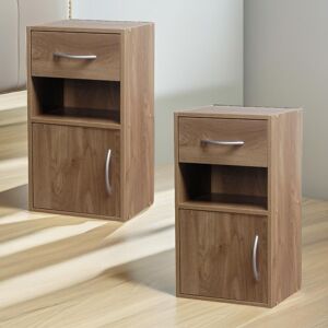 Pirlo Plush 2PC Wooden Bedside Nightstand Oak Bedroom Furniture in Brown Brown Pirlo Plush 2PC Wooden Bedside Nightstand Oak Bedroom Furniture in Brown Brown