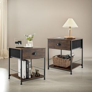 Pirlo Plush 2PC Industrial Bedside Tables With Drawer Bedroom Furniture in Brown Brown Pirlo Plush 2PC Industrial Bedside Tables With Drawer Bedroom Furniture in Brown Brown