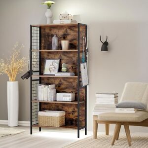 Pirlo Plush 4 Tier Industrial Storage Shelf Living Room Bedroom Rustic Furniture in Brown Brown Pirlo Plush 4 Tier Industrial Storage Shelf Living Room Bedroom Rustic Furniture in Brown Brown