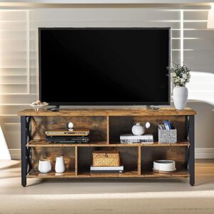Pirlo Plush 3 Tier TV Stand Unit With Open Shelves Industrial Rustic Brown Brown Pirlo Plush 3 Tier TV Stand Unit With Open Shelves Industrial Rustic Brown Brown