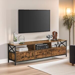 Pirlo Plush Industrial TV Stand Unit With 3 Drawers Rustic Brown Brown Pirlo Plush Industrial TV Stand Unit With 3 Drawers Rustic Brown Brown