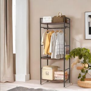 FURNOS Industrial Heavy Duty Metal Open Wardrobe With Shelves in Dark Brown Dark Brown FURNOS Industrial Heavy Duty Metal Open Wardrobe With Shelves in Dark Brown Dark Brown