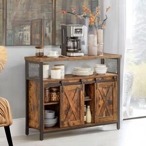 FURNOS Multipurpose Kitchen Sideboard Buffet Cabinet With Sliding Barn Doors in Brown Brown FURNOS Multipurpose Kitchen Sideboard Buffet Cabinet With Sliding Barn Doors in Brown Brown