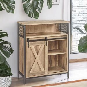FURNOS Multipurpose Kitchen Sideboard Buffet Cabinet With Sliding Barn Door in Natural Natural FURNOS Multipurpose Kitchen Sideboard Buffet Cabinet With Sliding Barn Door in Natural Natural