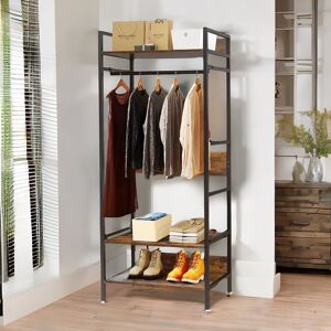 Pirlo Plush Industrial Rustic Open Wardrobe Garment Rail With Storage Shelves in Brown Brown Pirlo Plush Industrial Rustic Open Wardrobe Garment Rail With Storage Shelves in Brown Brown