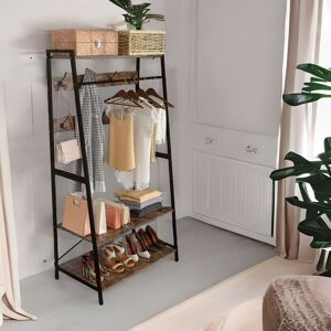 Pirlo Plush Industrial Heavy Duty Metal Clothes Rail Open Wardrobe With Shelves in Brown Brown Pirlo Plush Industrial Heavy Duty Metal Clothes Rail Open Wardrobe With Shelves in Brown Brown