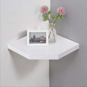 Rafaelo Mobilia Wall Mounted Corner Floating Shelf in White White Rafaelo Mobilia Wall Mounted Corner Floating Shelf in White White