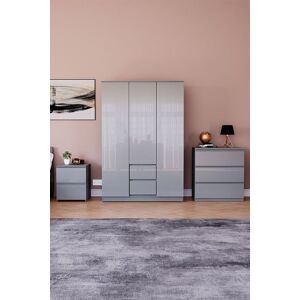 Home Discount Vida Designs Glinton 3 Piece Bedroom Set Storage Furniture (2 Drawer Bedside Chest, 3 Drawer Chest, 3 Door 2 Drawer Wardrobe) in Grey Grey Home Discount Vida Designs Glinton 3 Piece Bedroom Set Storage Furniture (2 Drawer Bedside Chest, 3 Drawer Chest, 3 Door 2 Drawer Wardrobe) in Grey Grey