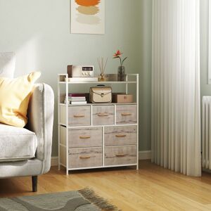 HOMCOM Chest of Drawers 7 Fabric Drawer Dresser with Open Shelves in Natural Natural HOMCOM Chest of Drawers 7 Fabric Drawer Dresser with Open Shelves in Natural Natural