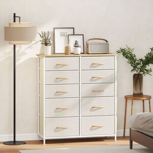 HOMCOM Chest of Drawers with Fabric Drawers Dresser for Bedroom in Beige Size: XL Beige XL HOMCOM Chest of Drawers with Fabric Drawers Dresser for Bedroom in Beige Size: XL Beige XL