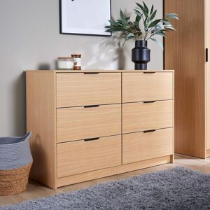 Home Source Chest 6 Drawers Bedroom Clothing Bedside Storage Organiser Wide in Light Oak Light Oak Home Source Chest 6 Drawers Bedroom Clothing Bedside Storage Organiser Wide in Light Oak Light Oak