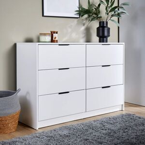 Home Source Chest 6 Drawers Bedroom Clothing Bedside Storage Organiser Wide in White White Home Source Chest 6 Drawers Bedroom Clothing Bedside Storage Organiser Wide in White White