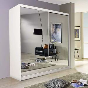 Sliding Wardrobes 4U Double Mirror Sliding Door Wardrobe with LED Light 150cm x 217cm in White Size: 150 cm x 217 cm White 150 cm x 217 cm Sliding Wardrobes 4U Double Mirror Sliding Door Wardrobe with LED Light 150cm x 217cm in White Size: 150 cm x 217 cm White 150 cm x 217 cm