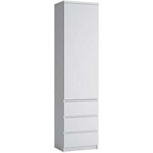 Furniture To Go Fribo Tall Narrow 1 Door 3 Drawer Cupboard in White White Furniture To Go Fribo Tall Narrow 1 Door 3 Drawer Cupboard in White White