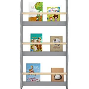 Xample Kids Bookcase Wall Shelf, Wooden Bookshelf Storage Display Rack Book Organizer in Grey Grey Xample Kids Bookcase Wall Shelf, Wooden Bookshelf Storage Display Rack Book Organizer in Grey Grey