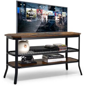 Costway 3-Tier TV Stand for TVs up to 46" Industrial Console Table Entertainment Center in Brown Brown Costway 3-Tier TV Stand for TVs up to 46" Industrial Console Table Entertainment Center in Brown Brown