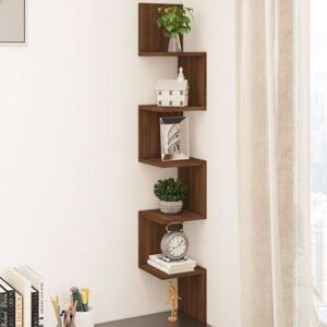 Alivio 5-Tier Wall Mount Floating Corner Shelf With Zigzag Design 127.5 x 20 x 20cm in Brown Size: 127.5 x 20 x 20 cm Brown 127.5 x 20 x 20 cm Alivio 5-Tier Wall Mount Floating Corner Shelf With Zigzag Design 127.5 x 20 x 20cm in Brown Size: 127.5 x 20 x 20 cm Brown 127.5 x 20 x 20 cm