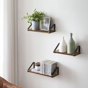 VASAGLE 3 Pieces Wall Shelves Floating Shelf Display Shelf Organising Rack in Brown Brown VASAGLE 3 Pieces Wall Shelves Floating Shelf Display Shelf Organising Rack in Brown Brown