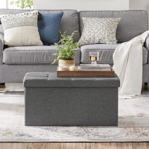 SONGMICS Medium Storage Ottoman Bench Folding Foot Rest End Bed Easy Assembly in Dark Grey Dark Grey SONGMICS Medium Storage Ottoman Bench Folding Foot Rest End Bed Easy Assembly in Dark Grey Dark Grey