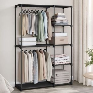SONGMICS Open Design Clothes Storage Dual Hanging Areas Wardrobe in Black Black SONGMICS Open Design Clothes Storage Dual Hanging Areas Wardrobe in Black Black