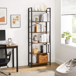 VASAGLE 6-Tier Industrial Bookcase Shelving Unit Office Study Bedroom in Brown Brown VASAGLE 6-Tier Industrial Bookcase Shelving Unit Office Study Bedroom in Brown Brown