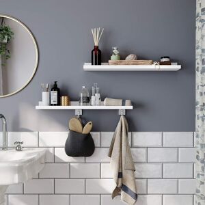 SONGMICS Compact High Gloss Floating Shelves Set of 2 Picture Ledge in White White SONGMICS Compact High Gloss Floating Shelves Set of 2 Picture Ledge in White White