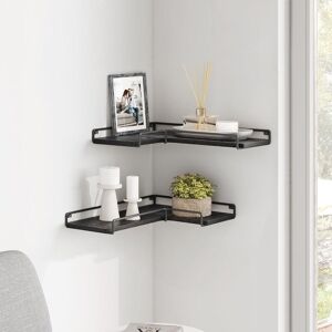 VASAGLE Set of 2 Floating Corner Wall Shelves Rack in Black Black VASAGLE Set of 2 Floating Corner Wall Shelves Rack in Black Black